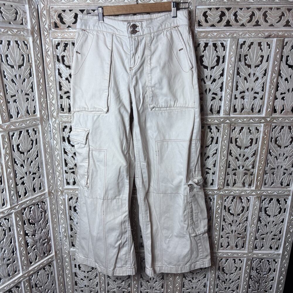 BDG Ivory White Contrast Stitch Cargo Pants Womens Size M Relaxed Skate Jean